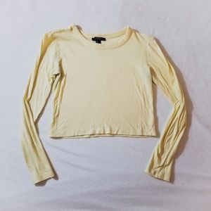 Light Yellow Long Sleeve Crop Top